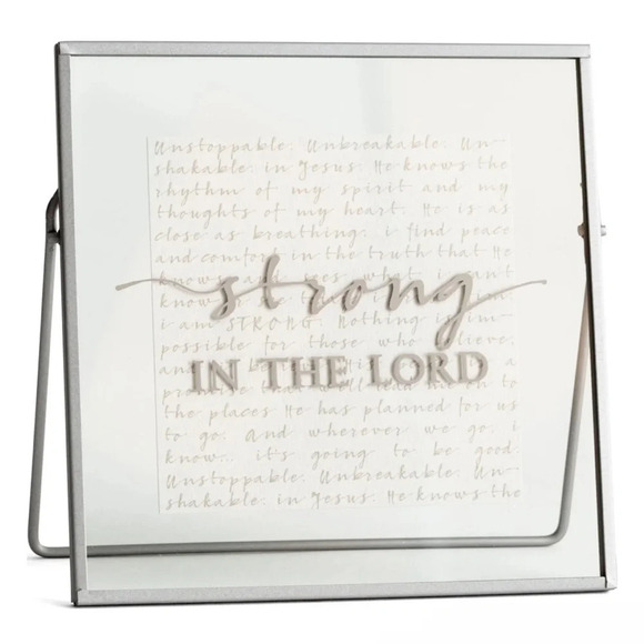 NIB “Strong in the Lord” Glass & Metal Plaque - Picture 1 of 5